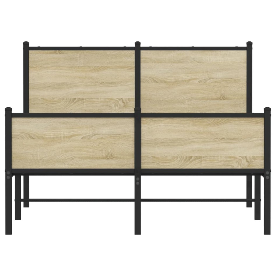 Estructura de cama sin colchón metal roble Sonoma 120x190