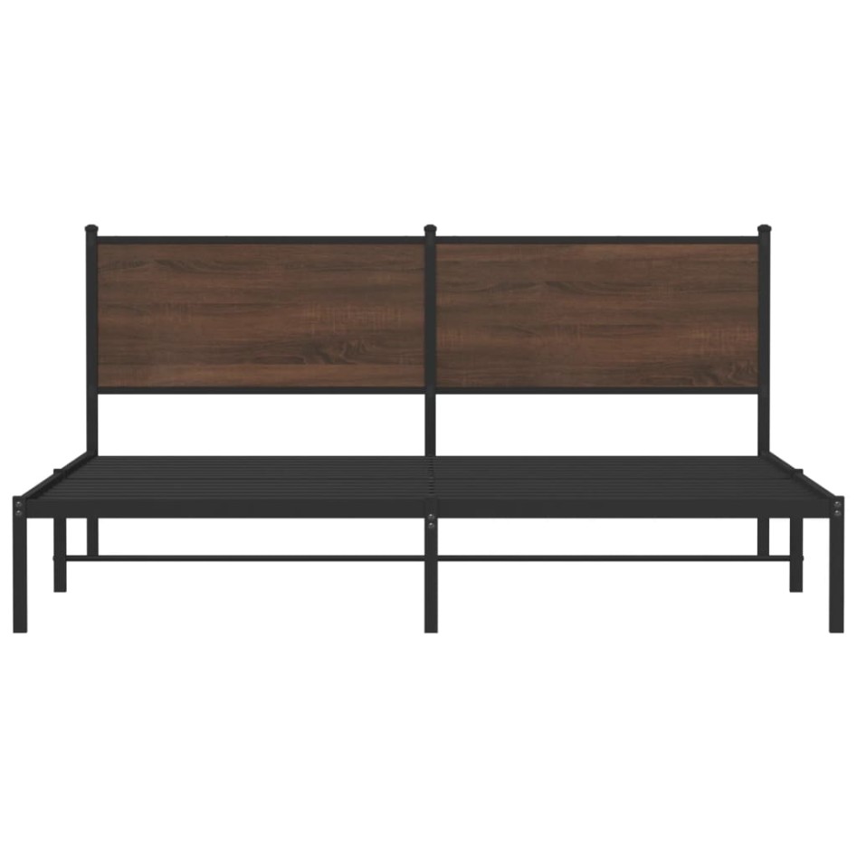 Estructura de cama sin colchón metal marrón roble 160x200
