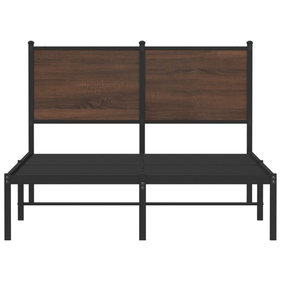Estructura de cama sin colchón metal marrón roble 120x200