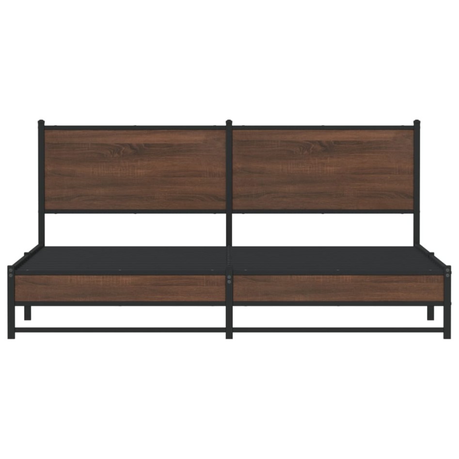 Estructura de cama sin colchón metal marrón roble 160x200