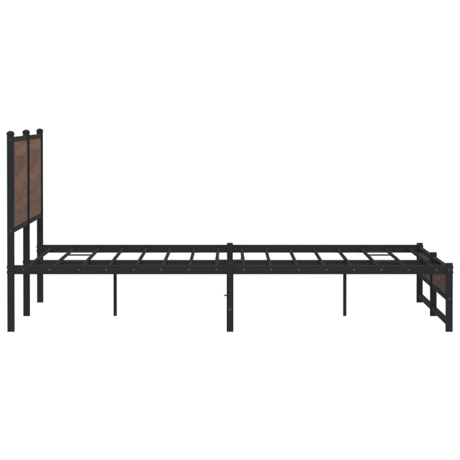 Estructura de cama sin colchón metal marrón roble 160x200