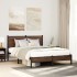 Estructura de cama sin colchón metal marrón roble 140x190