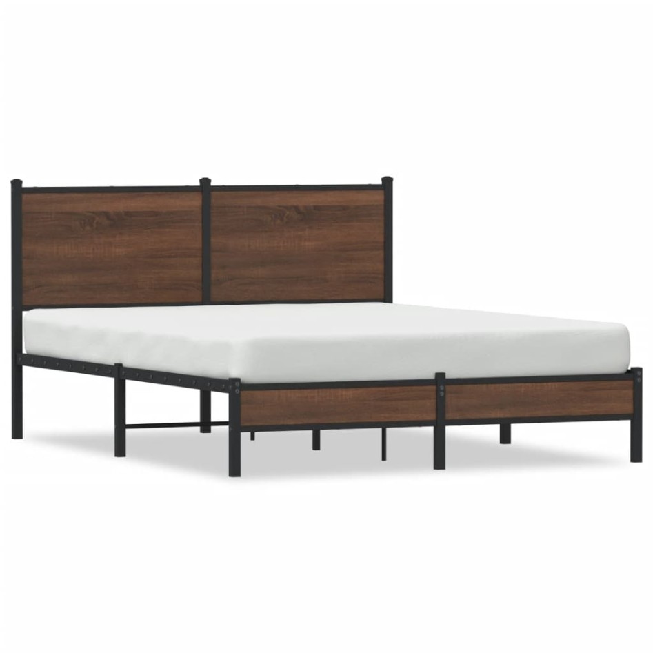 Estructura de cama sin colchón metal marrón roble 140x190