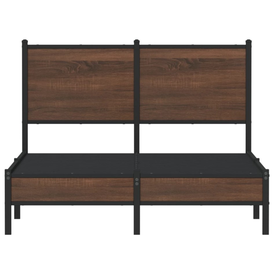 Estructura de cama sin colchón metal marrón roble 120x200
