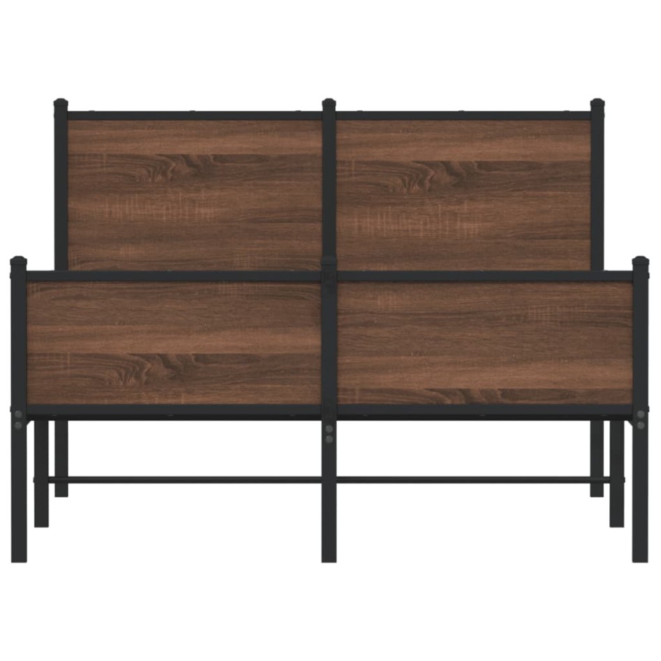 Estructura de cama sin colchón metal marrón roble 120x190