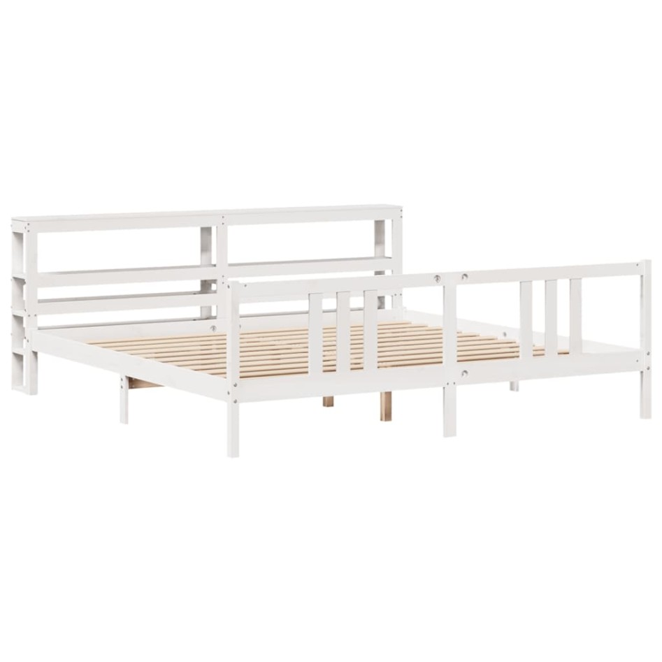 Estructura de cama con cabecero sin colchón blanco 200x200