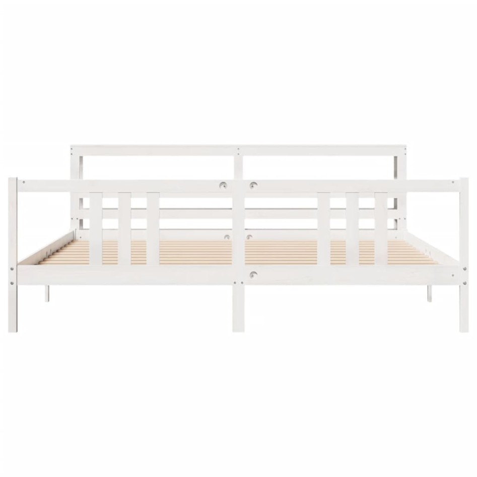 Estructura de cama con cabecero sin colchón blanco 200x200