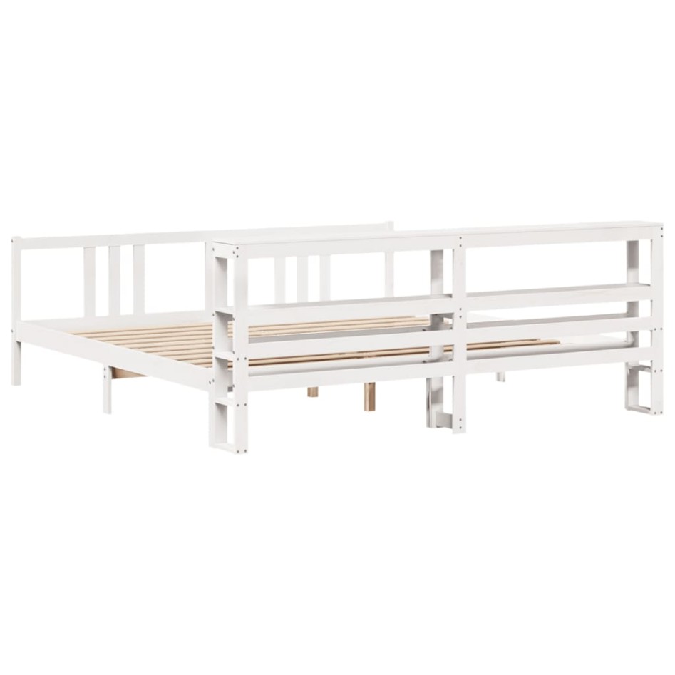 Estructura de cama con cabecero sin colchón blanco 200x200