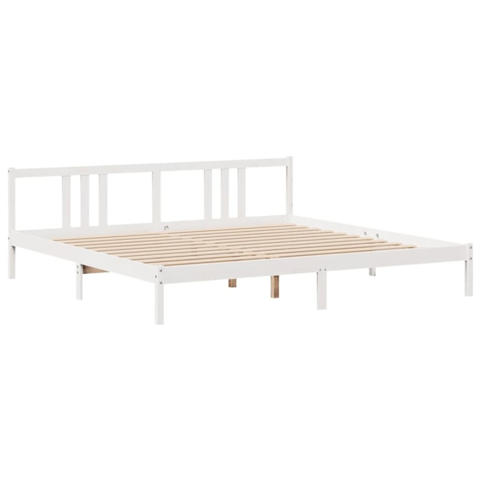 Estructura de cama con cabecero sin colchón blanco 200x200
