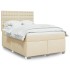 Cama box spring con colchón tela color crema 140x200