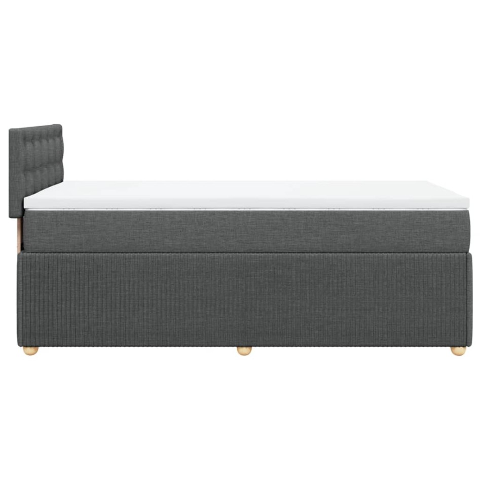 Cama box spring con colchón tela gris oscuro 90x200