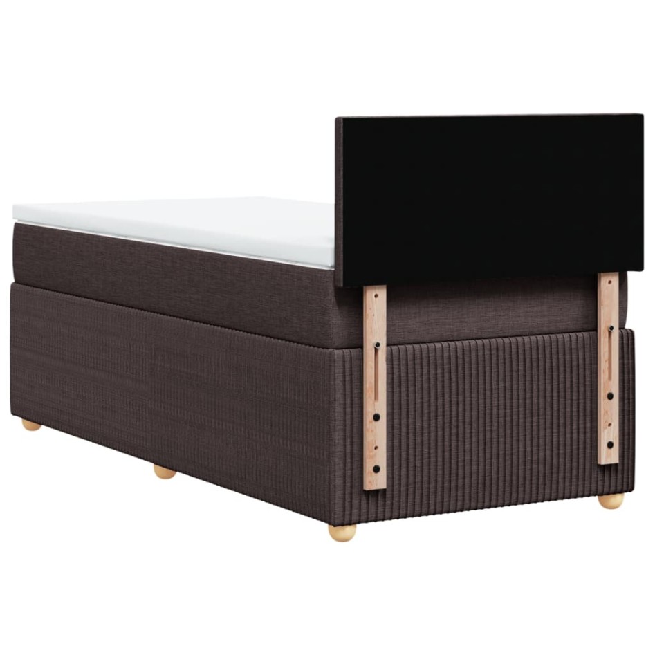 Cama box spring con colchón tela marrón oscuro 100x200