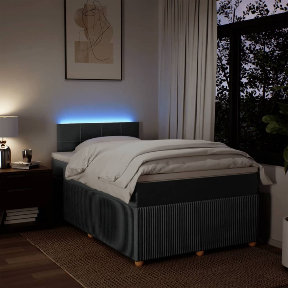 Cama box spring con colchón tela gris oscuro 120x200