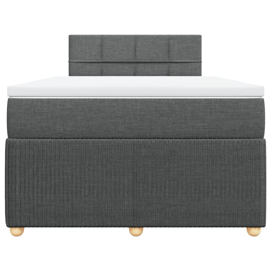 Cama box spring con colchón tela gris oscuro 120x200