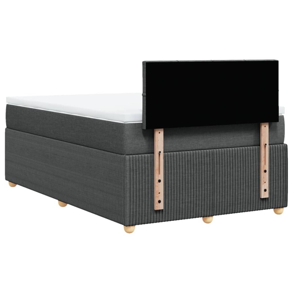 Cama box spring con colchón tela gris oscuro 120x200