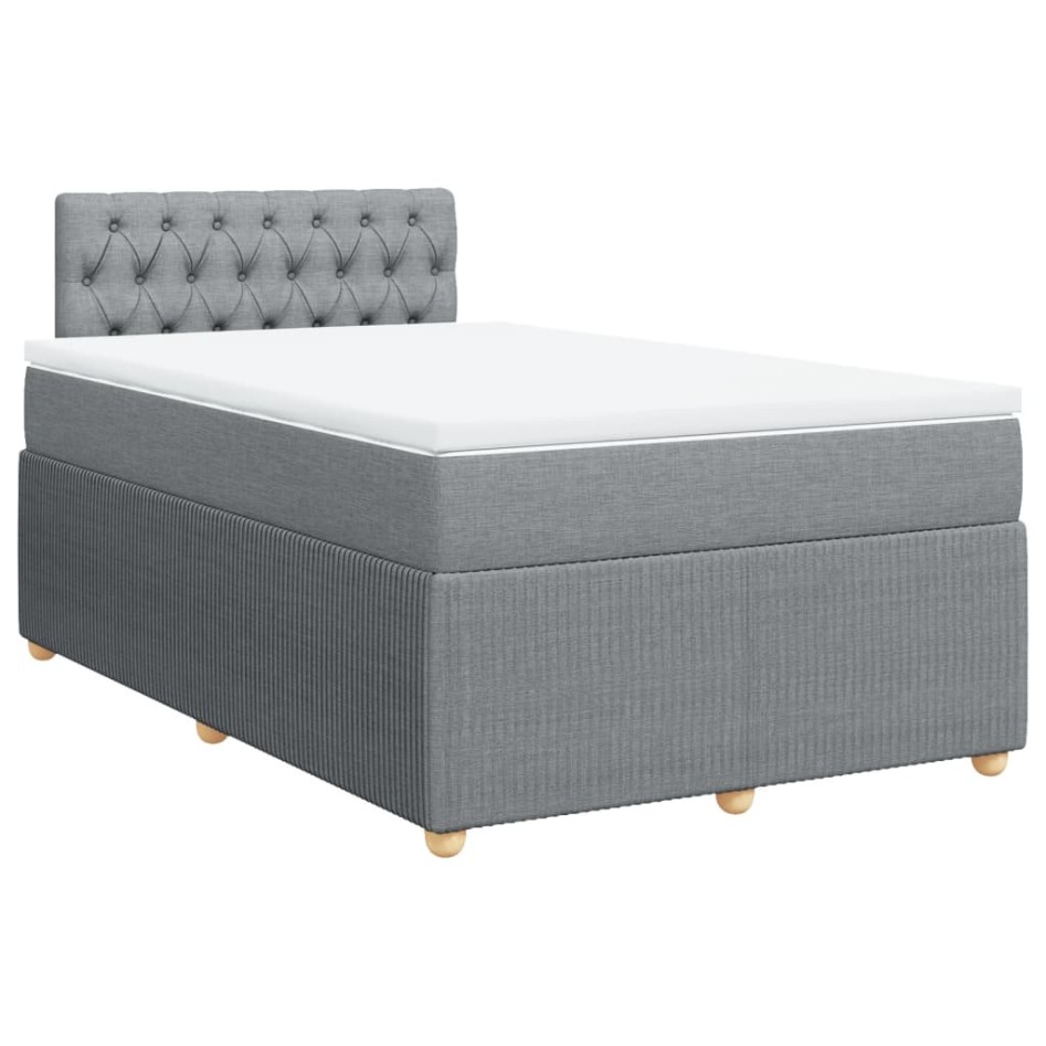 Cama box spring con colchón tela gris claro 120x200