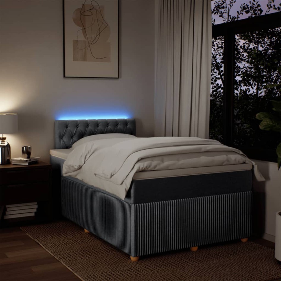 Cama box spring con colchón tela gris claro 120x200