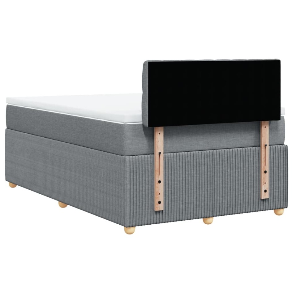 Cama box spring con colchón tela gris claro 120x200