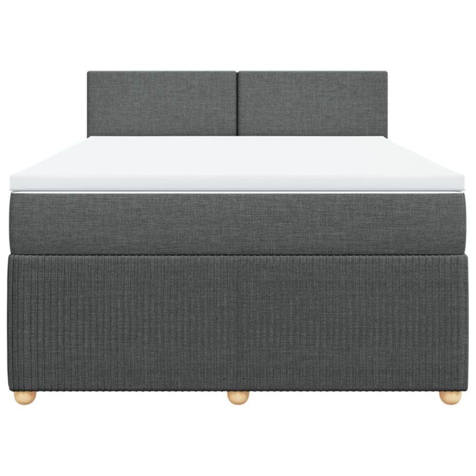 Cama box spring con colchón tela gris oscuro 140x190
