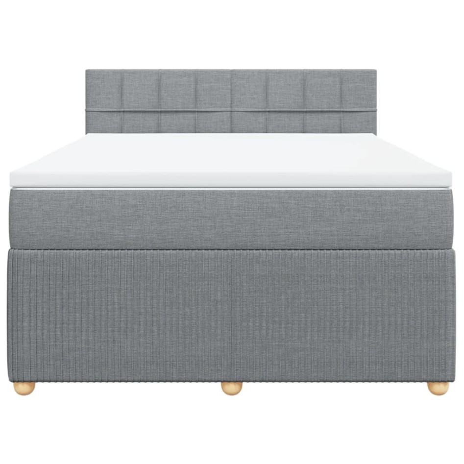 Cama box spring con colchón tela gris claro 140x190