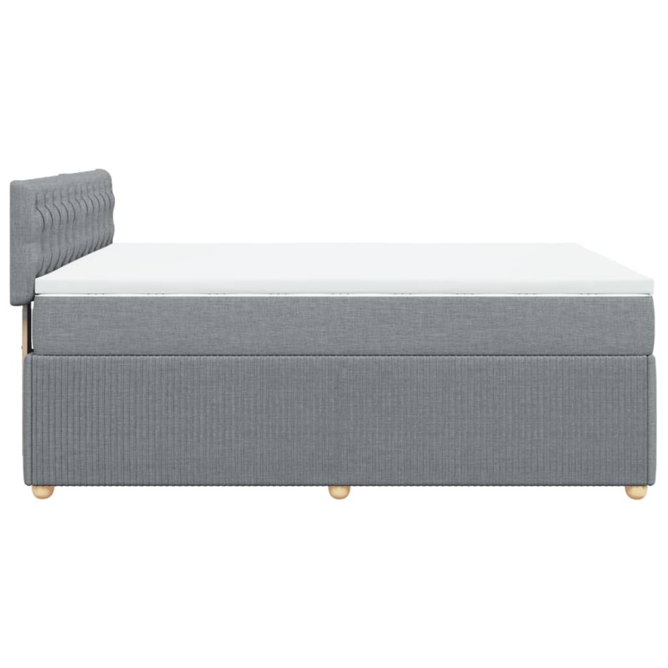 Cama box spring con colchón tela gris claro 140x190