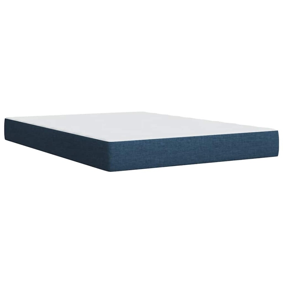 Cama box spring con colchón tela azul 140x190