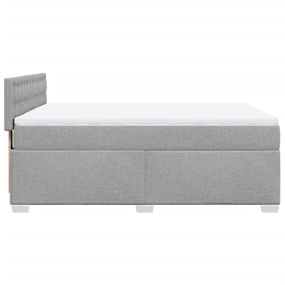 Cama box spring con colchón tela gris claro 140x200