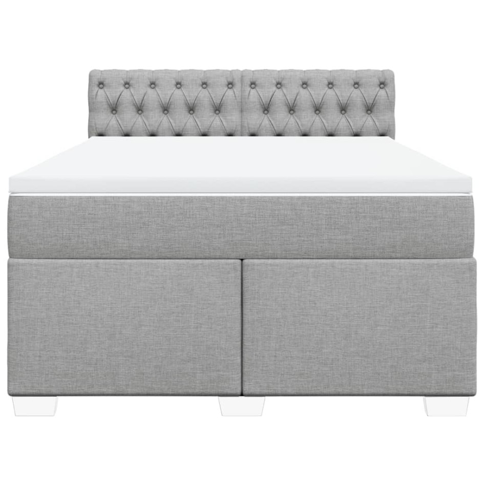 Cama box spring con colchón tela gris claro 160x200