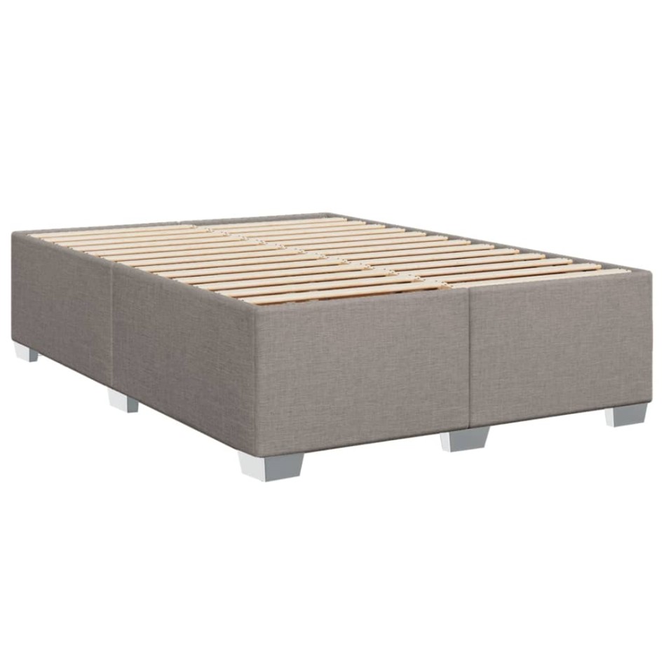 Cama box spring con colchón tela gris taupe 160x200