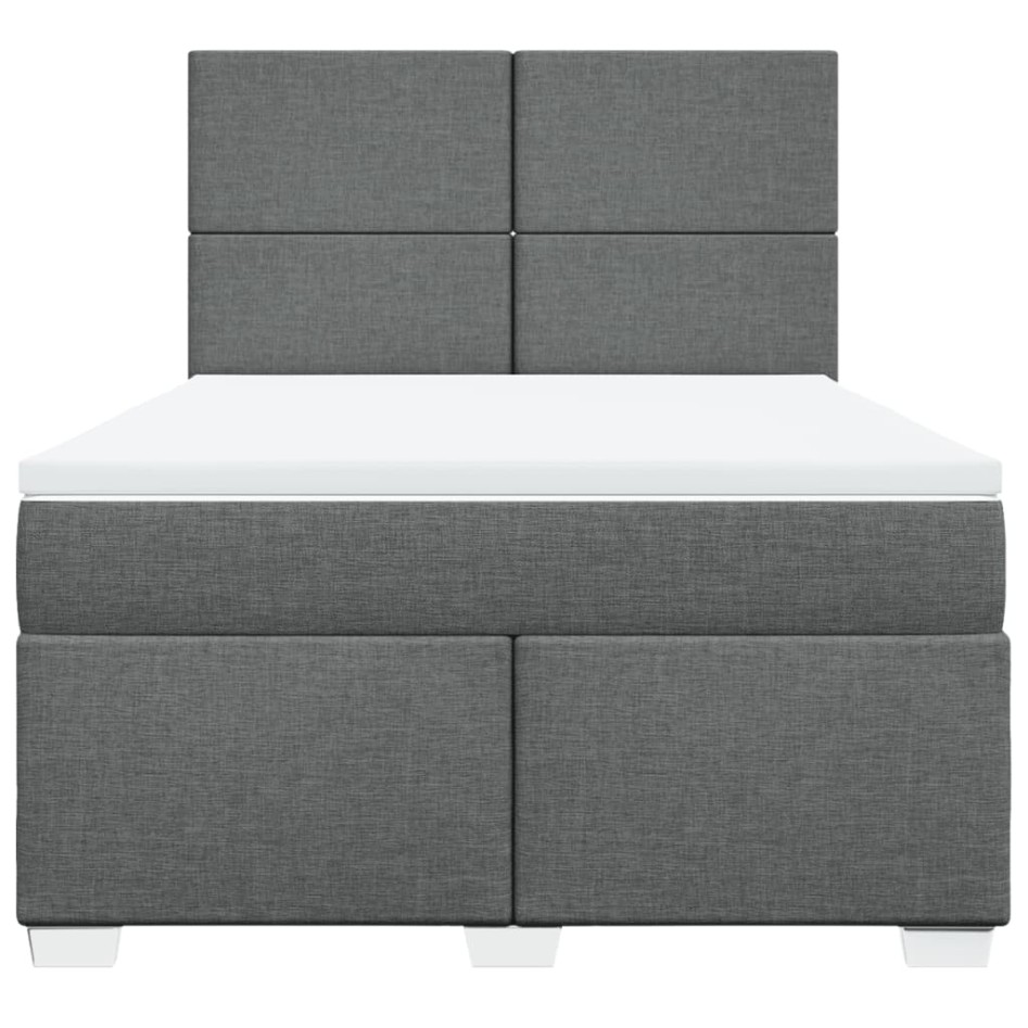 Cama box spring con colchón tela gris oscuro 140x200