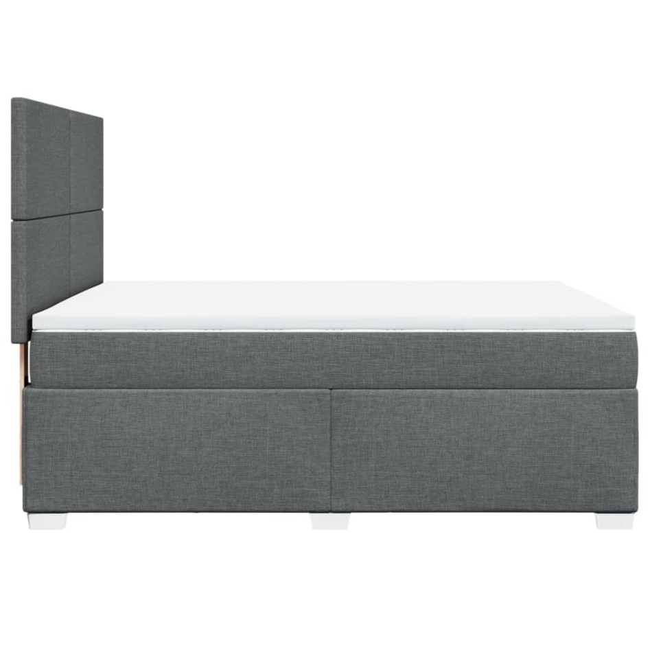 Cama box spring con colchón tela gris oscuro 140x200