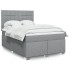Cama box spring con colchón tela gris claro 140x200
