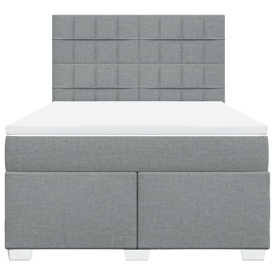 Cama box spring con colchón tela gris claro 140x200