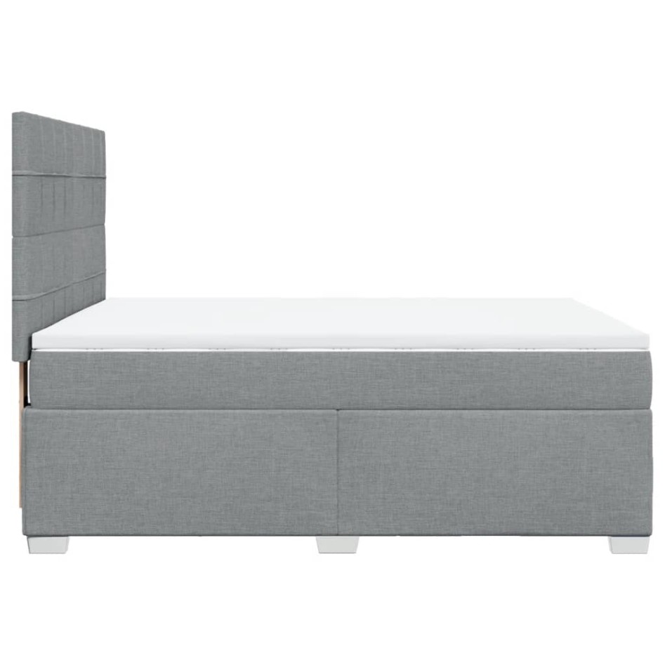 Cama box spring con colchón tela gris claro 140x200