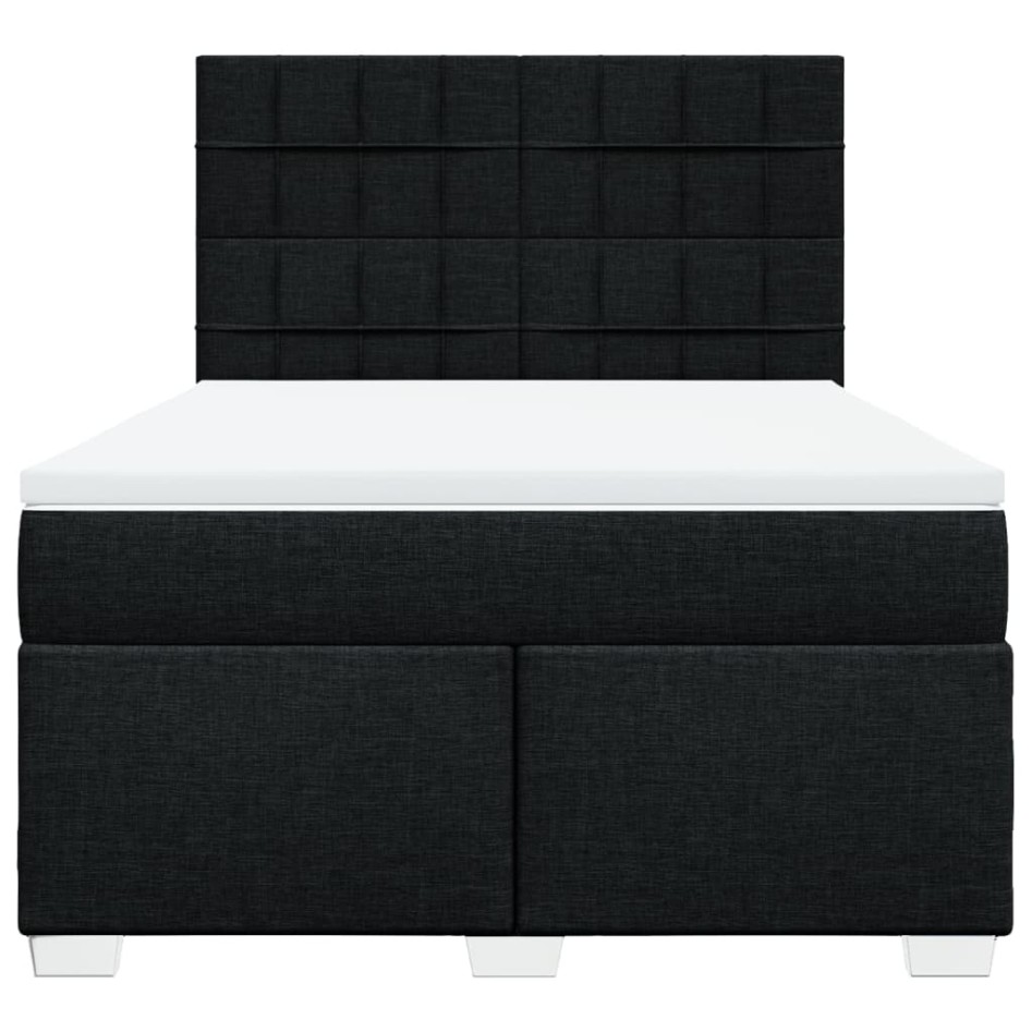 Cama box spring con colchón tela negro 140x200