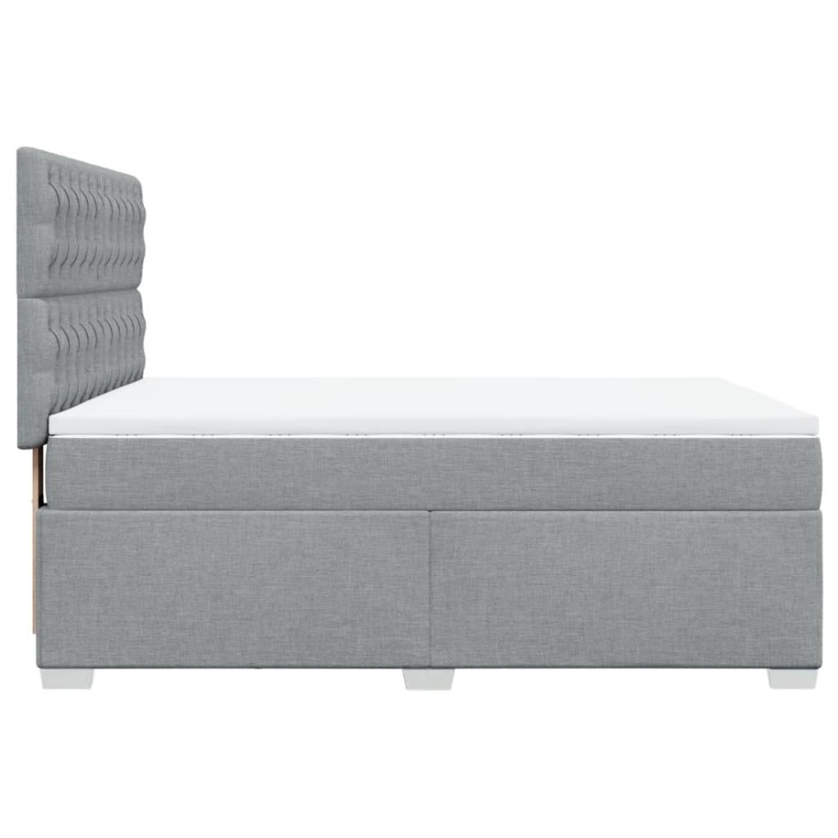 Cama box spring con colchón tela gris claro 140x200