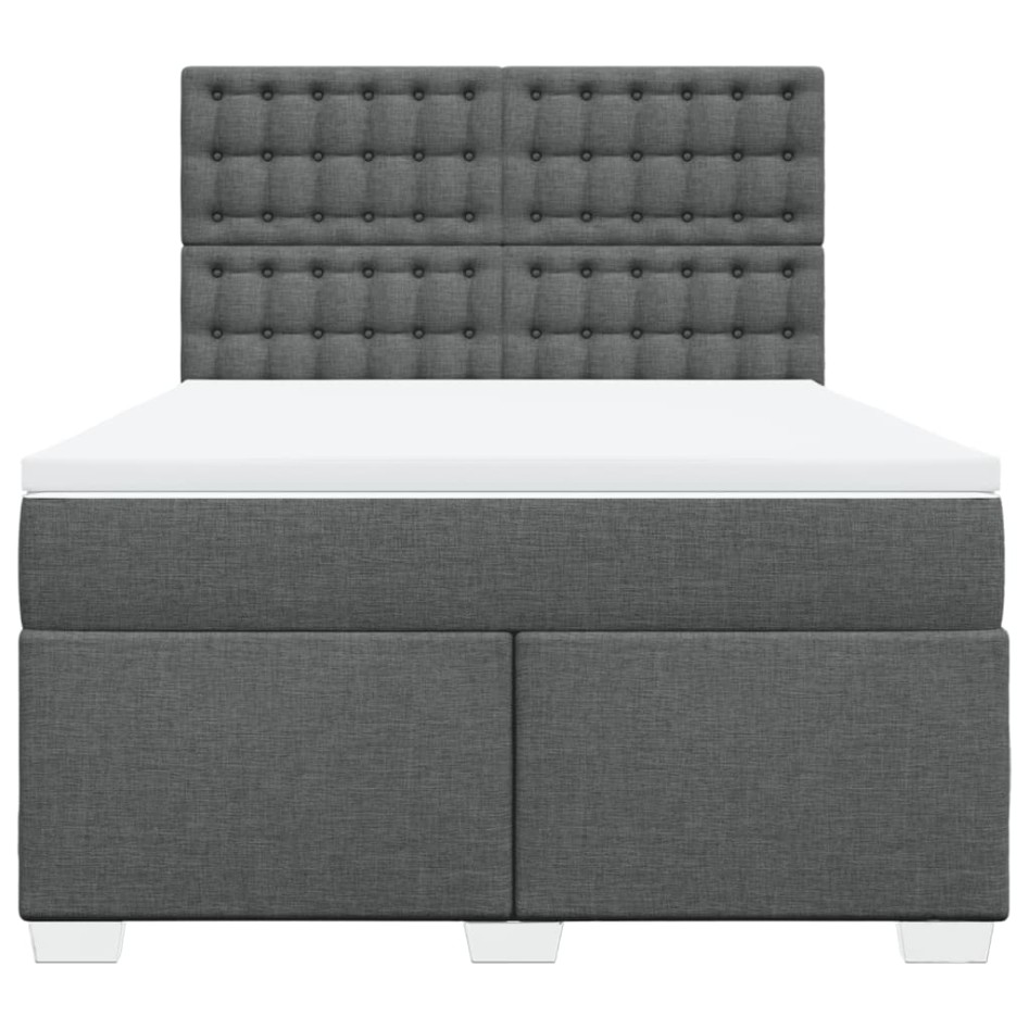 Cama box spring con colchón tela gris oscuro 140x200