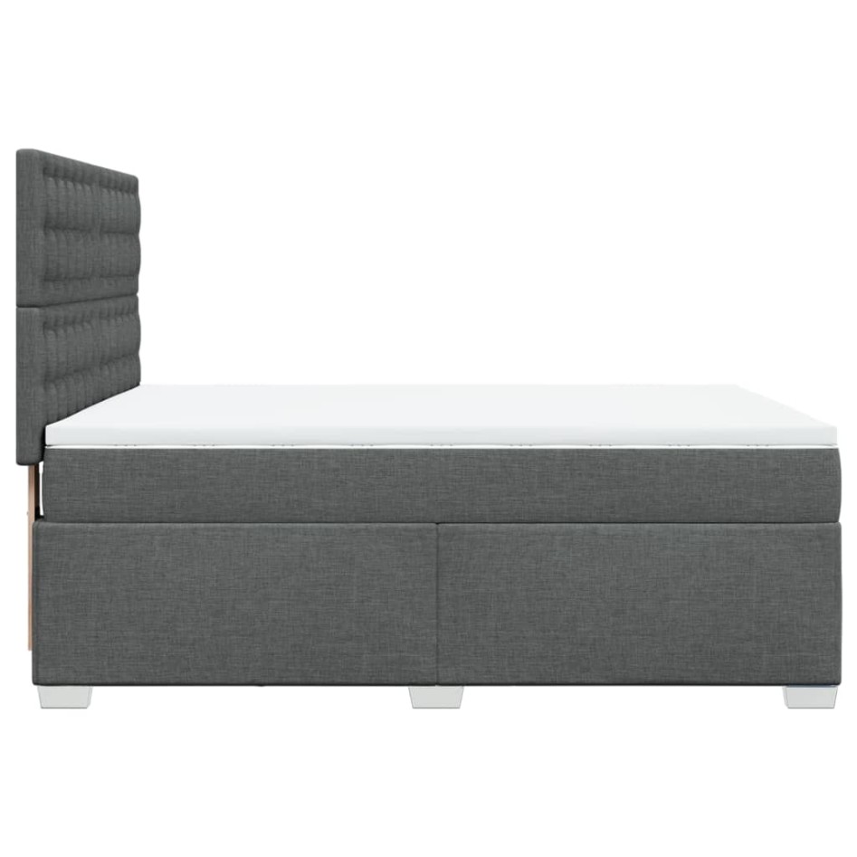 Cama box spring con colchón tela gris oscuro 140x200