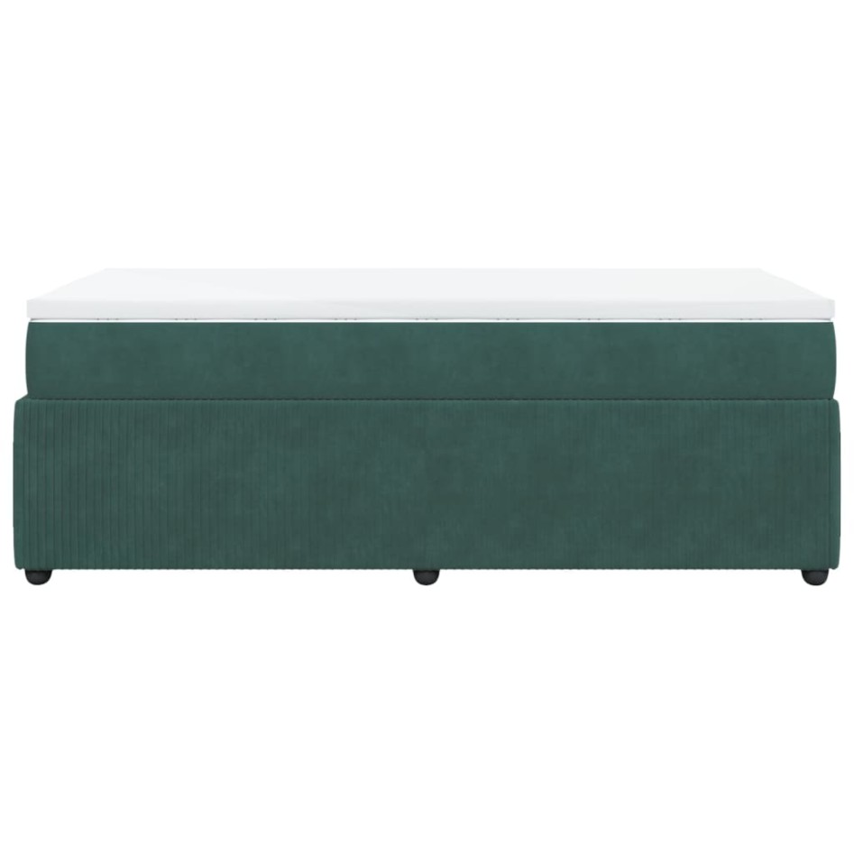 Cama box spring con colchón terciopelo verde oscuro 100x200