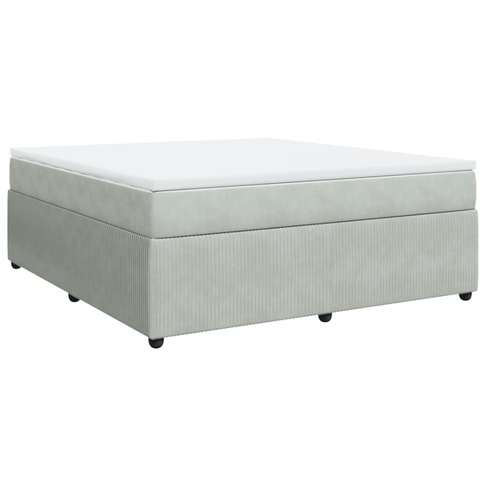 Cama box spring con colchón terciopelo gris claro 180x200