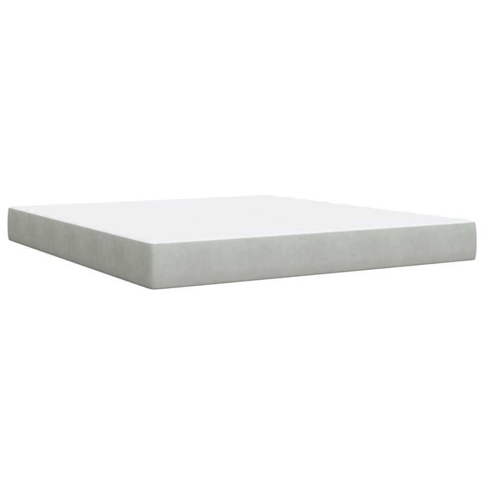 Cama box spring con colchón terciopelo gris claro 180x200