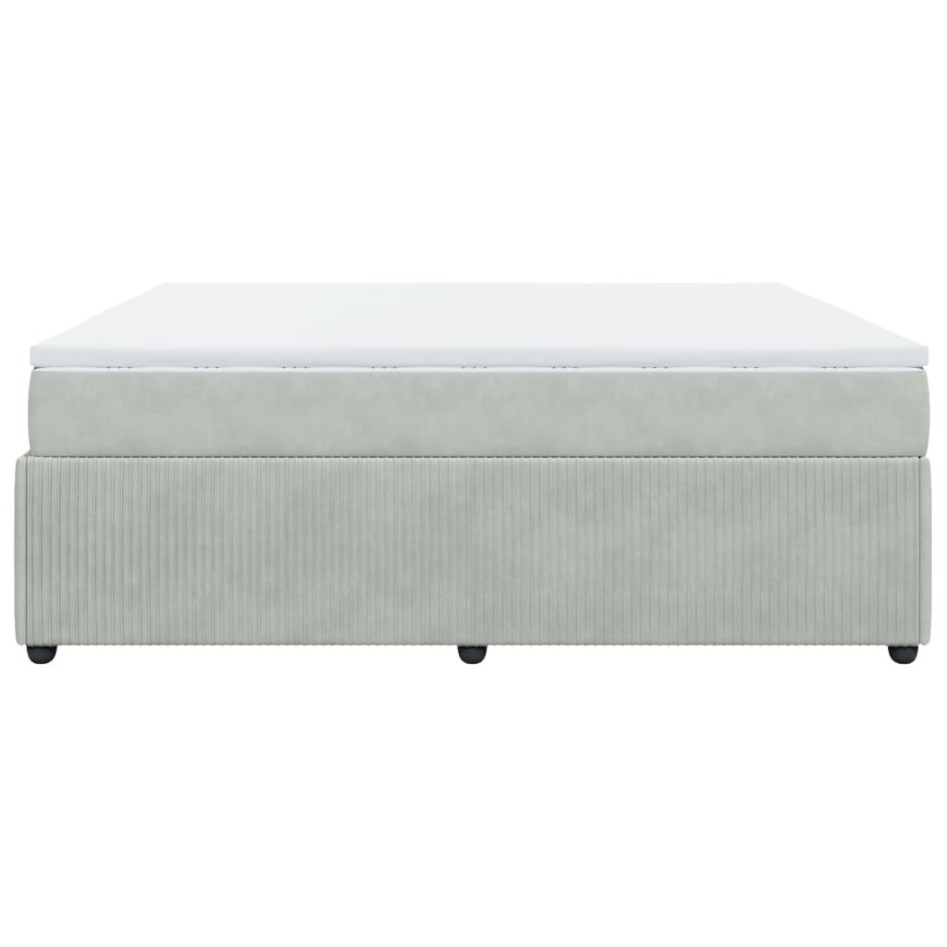 Cama box spring con colchón terciopelo gris claro 180x200