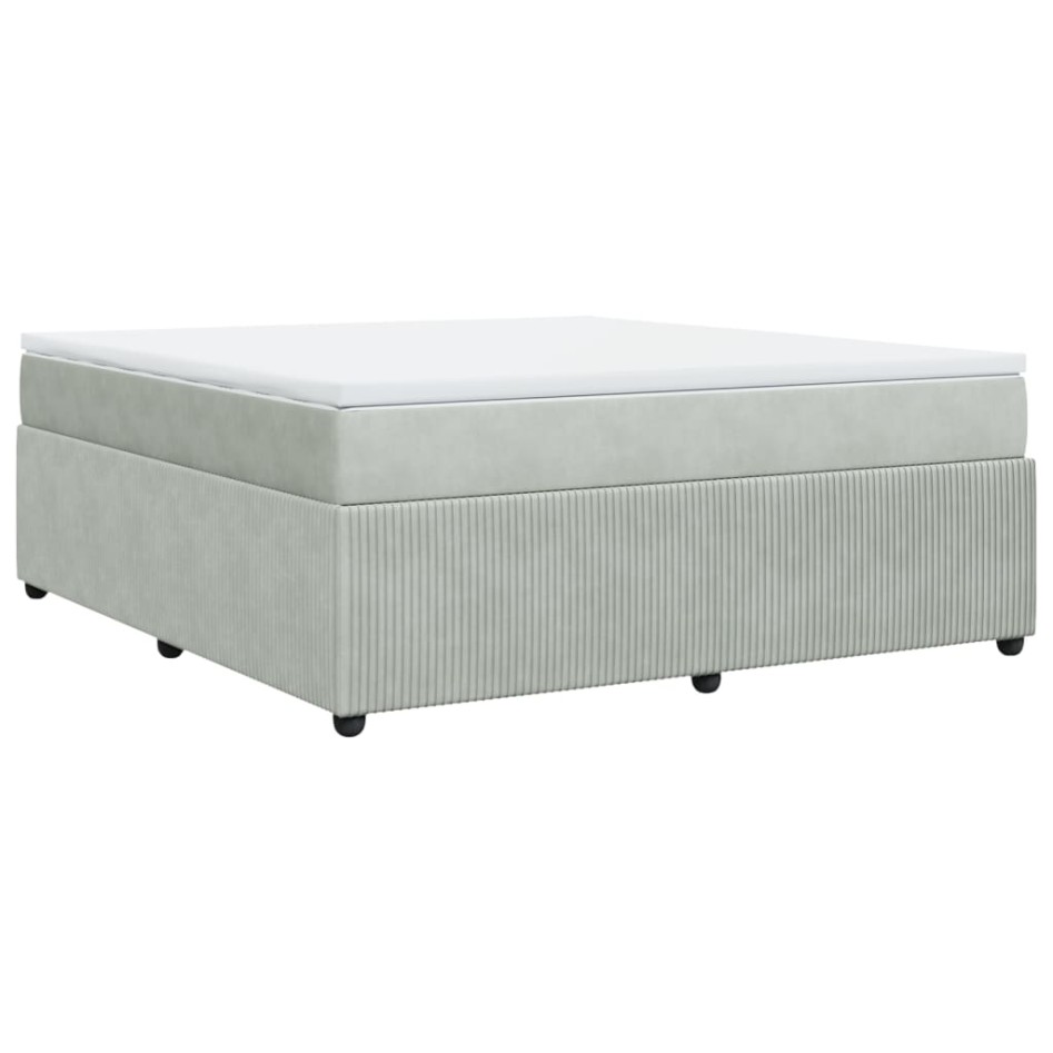 Cama box spring con colchón terciopelo gris claro 180x200