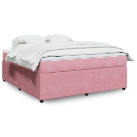 Cama box spring con colchón terciopelo rosa 180x200