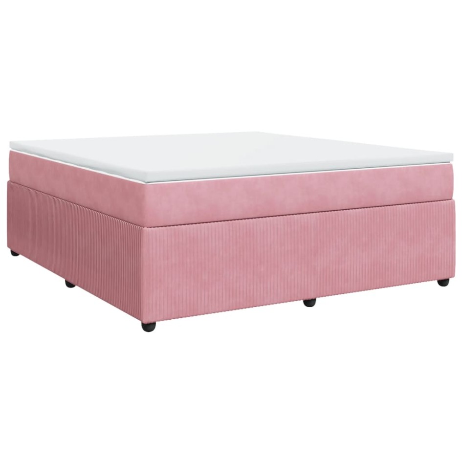 Cama box spring con colchón terciopelo rosa 180x200