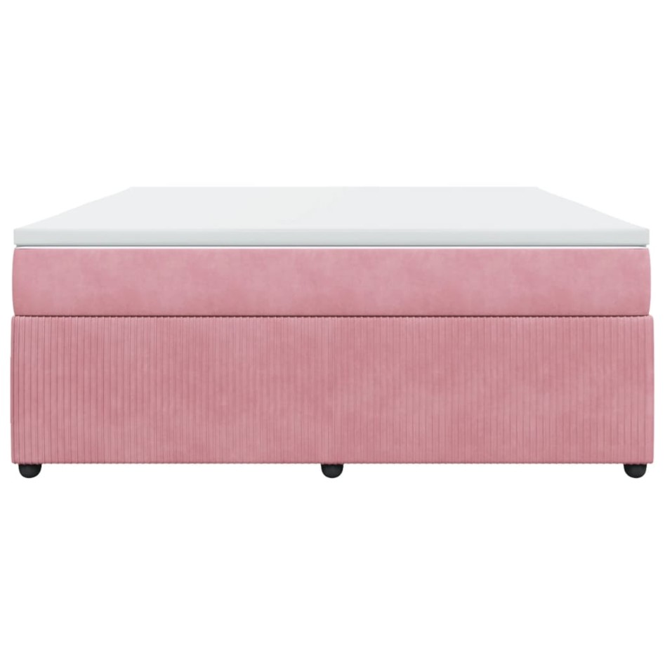 Cama box spring con colchón terciopelo rosa 180x200