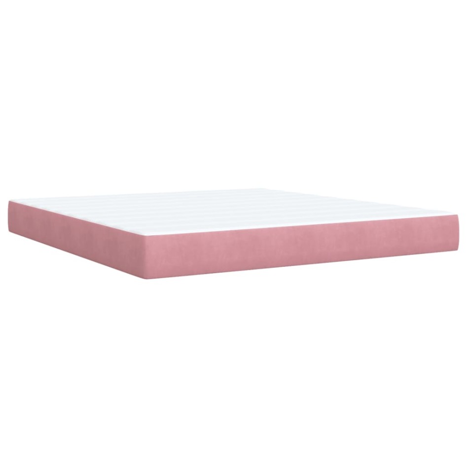 Cama box spring con colchón terciopelo rosa 180x200