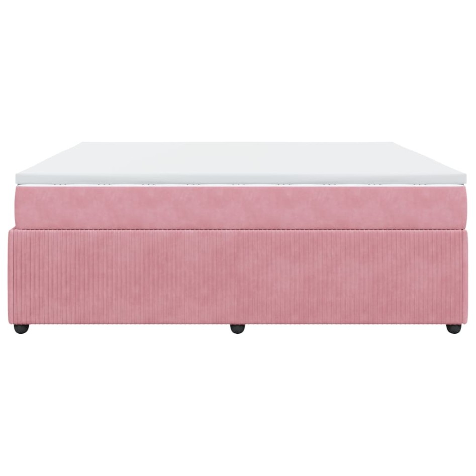 Cama box spring con colchón terciopelo rosa 180x200