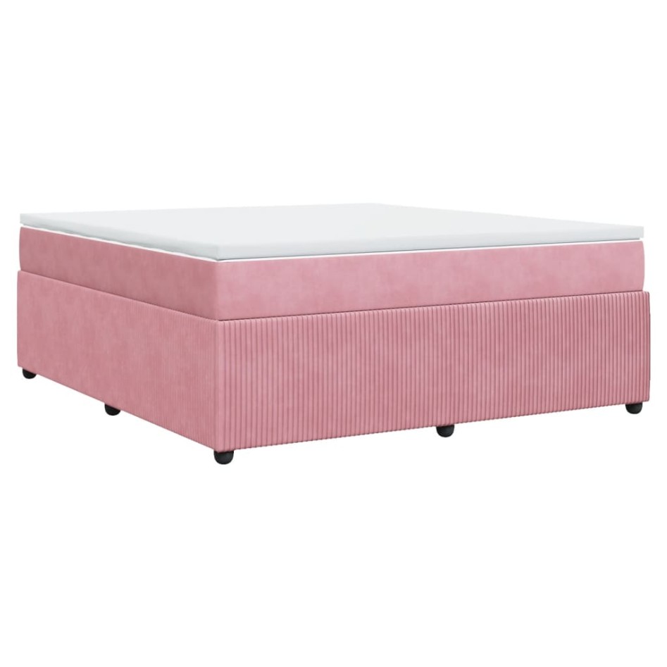 Cama box spring con colchón terciopelo rosa 180x200