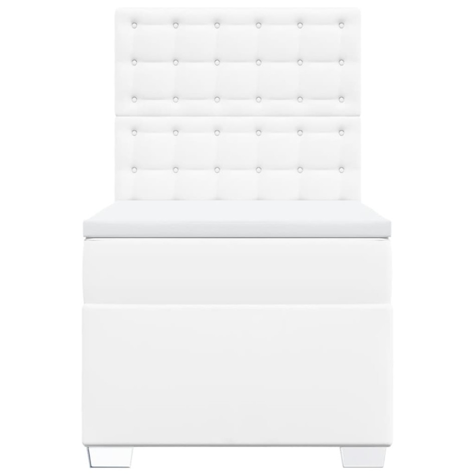 Cama box spring con colchón cuero sintético blanco 80x200